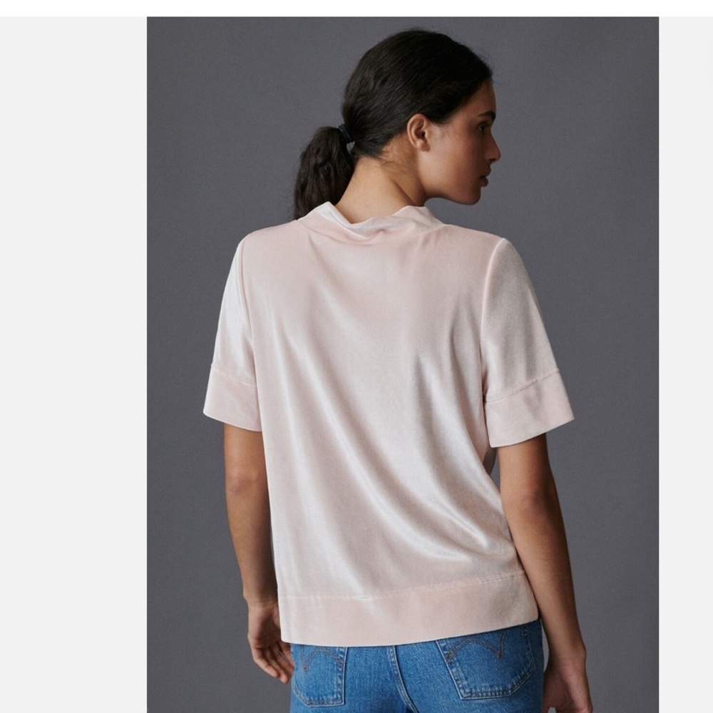 Anthropologie Krisha Velvet Mock Neck Top. Size Small. - Picture 3 of 12